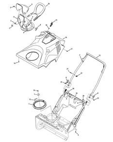 Shroud, Chute And Handle Diagram and Parts List for 1X221HP (31AS2S5D710-31AS2S5D756)(2013) Cub Cadet Snow Blower
